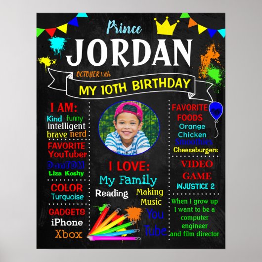 Kunstschilder Birthday Party-chalkboard Poster (Voorkant)