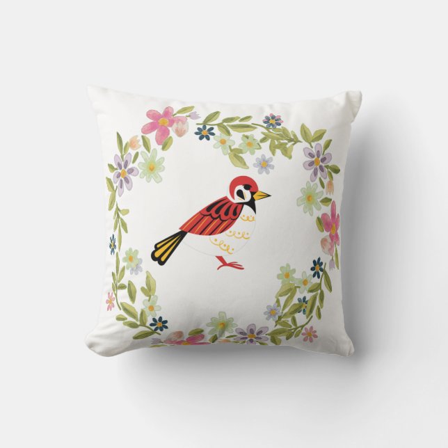Kunstschilder en vogeltekening kussen (Voorkant)