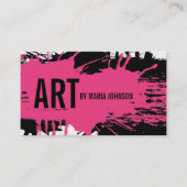 Kunstschilder Illustrator roze & zwarte inkt plast Visitekaartje (Voorkant)