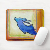 Kunstschilder met kleine blauwe engel muismat (Met muis)