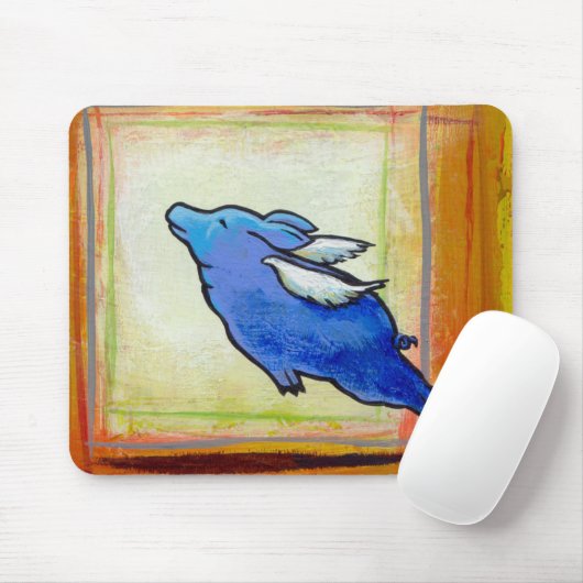 Kunstschilder met kleine blauwe engel muismat (Met muis)