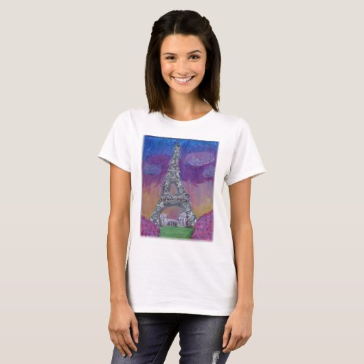 Kunstschilder voor Eiffel Tower Folk T-shirt (Voorkant volledig)