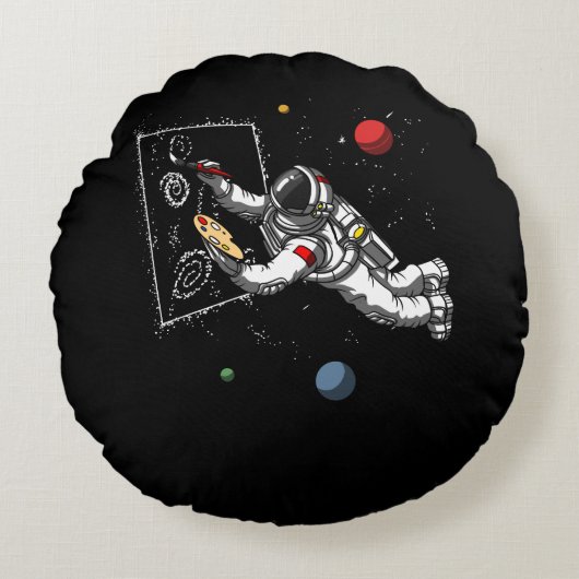 Kunstschilder voor ruimteastronaut Cosmic Galaxy A Rond Kussen (Voorkant)
