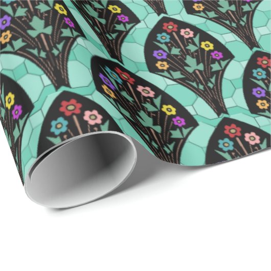  kunstschilderbloemmozaïek cadeaupapier (Rol Hoek)