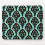 kunstschilderbloemmozaïek muismat<br><div class="desc">Een , kunstdeco-geïnspireerd ventilatorvormig patroon met kleurrijke bloemen op zwart met een groen gekleurde, enigszins geometrische achtergrond. Geïnspireerd door de gewaagde twintig / Gatsby. Een klassiek, , modern bloemontwerp voor iedereen die van de 20 houdt / een antiek voelt.</div>