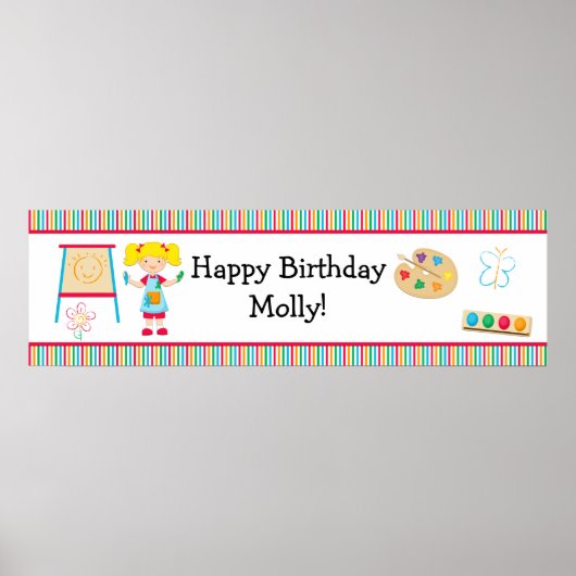 Kunstschilderende partij Birthday Banner 40x12 Poster