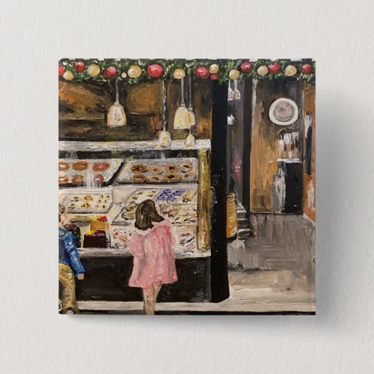 Kunstschilderij "Kolache at Kerstmis" van Therese  Vierkante Button 5,1 Cm (Voorkant)