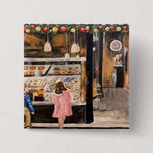 Kunstschilderij "Kolache at Kerstmis" van Therese Vierkante Button 5,1 Cm