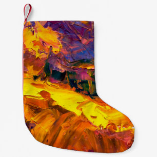 Kunstschilderij met paletkniefsel, canvas, abs kleine kerstsok