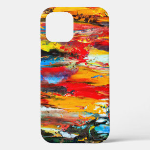 Kunstschilderij met paletmessenzwart, parijs, rood iPhone 12 hoesje