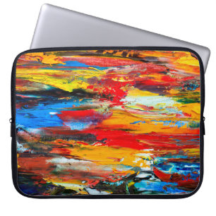 Kunstschilderij met paletmessenzwart, parijs, rood laptop sleeve