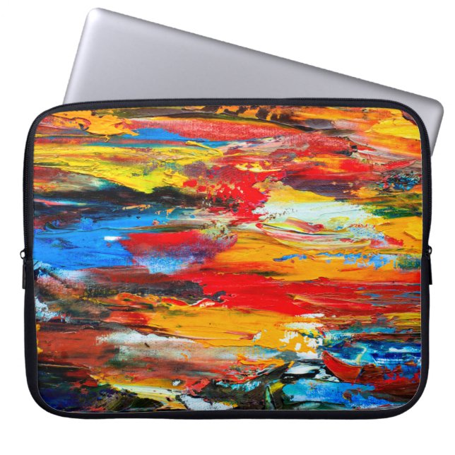 Kunstschilderij met paletmessenzwart, parijs, rood laptop sleeve (Voorkant)