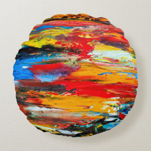 Kunstschilderij met paletmessenzwart, parijs, rood rond kussen