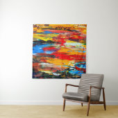 Kunstschilderij met paletmessenzwart, parijs, rood wandkleed (In situ)