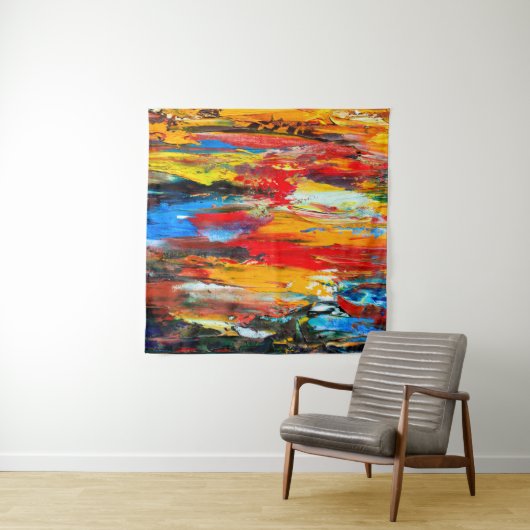 Kunstschilderij met paletmessenzwart, parijs, rood wandkleed (In situ)