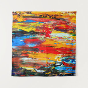 Kunstschilderij met paletmessenzwart, parijs, rood wandkleed