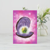 kunstschilderij Pearl Oyster met fantasielandschap (Staand voorkant)