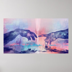 Kunstschilderij, surrealistische handbeschilderde  poster