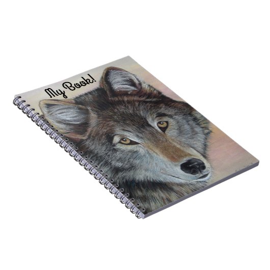 kunstschilderij van de grijze wolf notitieboek (Rechterzijde)