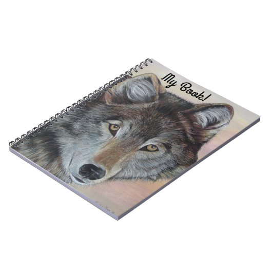 kunstschilderij van de grijze wolf notitieboek (Linkerzijde)