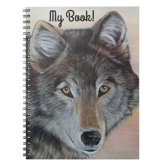kunstschilderij van de grijze wolf notitieboek (Voorkant)