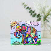 Kunstschilderij van Folk kleurrijke artistieke oli Briefkaart (Staand voorkant)