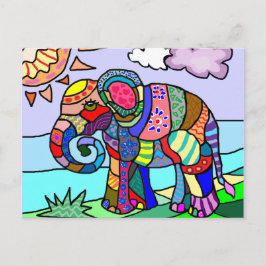 Kunstschilderij van Folk kleurrijke artistieke oli Briefkaart