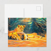 Kunstschilderij van Lion Briefkaart (Voorkant / Achterkant)