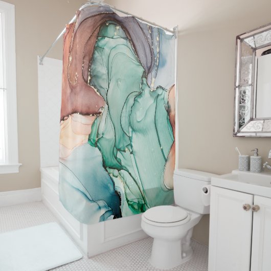 Kunstschilderij van natuurluxe abstracte vloeistof douchegordijn (In situ)