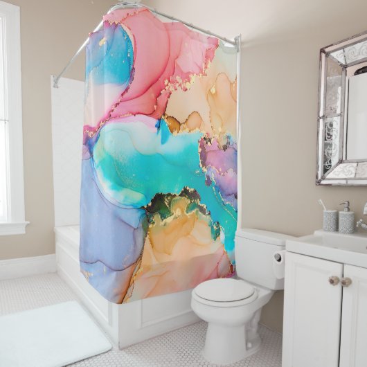 Kunstschilderij van natuurluxe abstracte vloeistof douchegordijn (In situ)