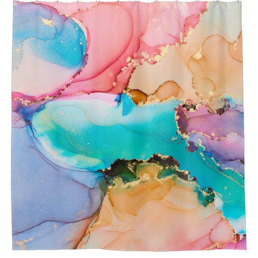 Kunstschilderij van natuurluxe abstracte vloeistof douchegordijn (Voorkant)