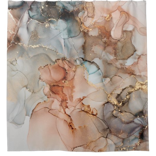 Kunstschilderij van natuurluxe abstracte vloeistof douchegordijn (Voorkant)