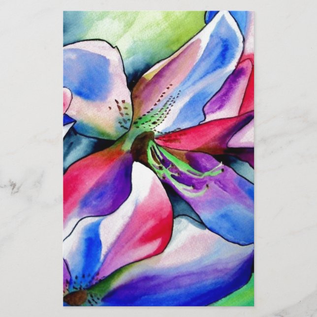 Kunstschilderij van Rainbow Azalea, waterverf (Voorkant)