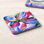 Kunstschilderij van Rainbow Azalea, waterverf Bier Onderzetter (Linkerzijde)