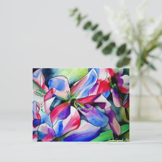 Kunstschilderij van Rainbow Azalea, waterverf Briefkaart (Staand voorkant)