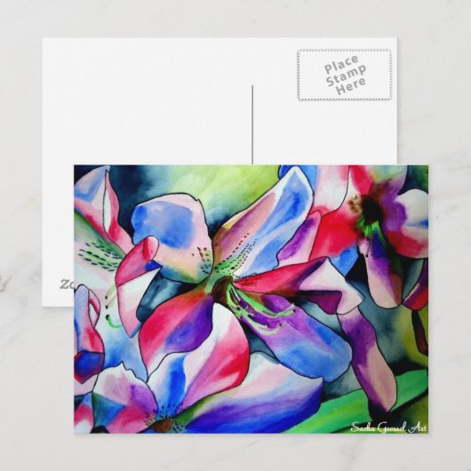 Kunstschilderij van Rainbow Azalea, waterverf Briefkaart (Voorkant / Achterkant)