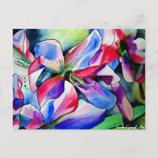 Kunstschilderij van Rainbow Azalea, waterverf Briefkaart (Voorkant)