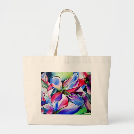 Kunstschilderij van Rainbow Azalea, waterverf Grote Tote Bag (Voorkant)