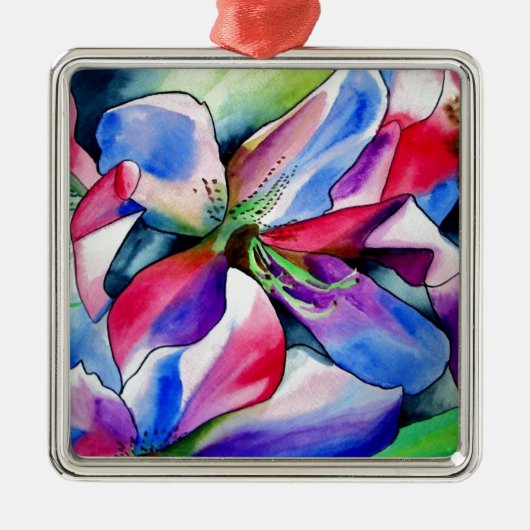 Kunstschilderij van Rainbow Azalea, waterverf Metalen Ornament (Voorkant)