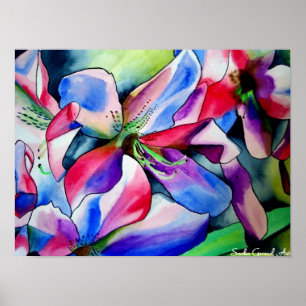 Kunstschilderij van Rainbow Azalea, waterverf Poster