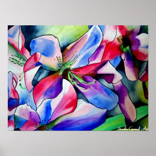 Kunstschilderij van Rainbow Azalea, waterverf Poster (Voorkant)