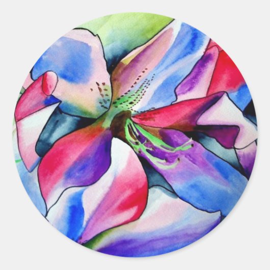 Kunstschilderij van Rainbow Azalea, waterverf Ronde Sticker (Voorkant)