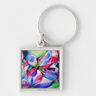 Kunstschilderij van Rainbow Azalea, waterverf Sleutelhanger