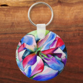 Kunstschilderij van Rainbow Azalea, waterverf Sleutelhanger (Voorkant)