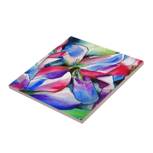 Kunstschilderij van Rainbow Azalea, waterverf Tegeltje (Zijkant)