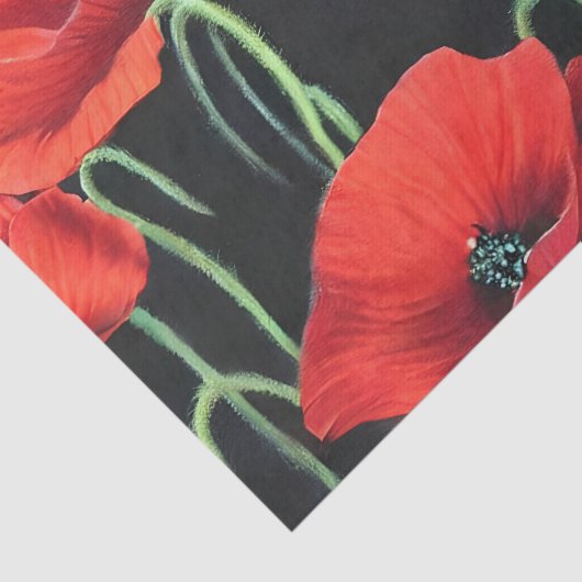 Kunstschilderij van Red Poppies Tissuepapier (Detail)