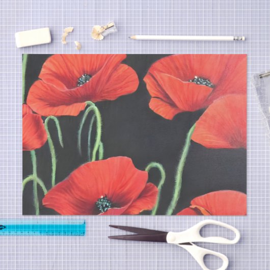 Kunstschilderij van Red Poppies Tissuepapier (Craft)