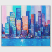 Kunstschilderij van wolkenkrabbers. Abstracte stij Cadeaupapier (Vlak)