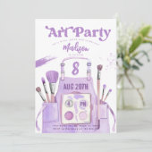 Kunstschilderkunst Meisje Paarse verjaardagsfeestj Kaart (Staand voorkant)