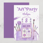 Kunstschilderkunst Meisje Paarse verjaardagsfeestj Kaart (Voorkant / Achterkant)